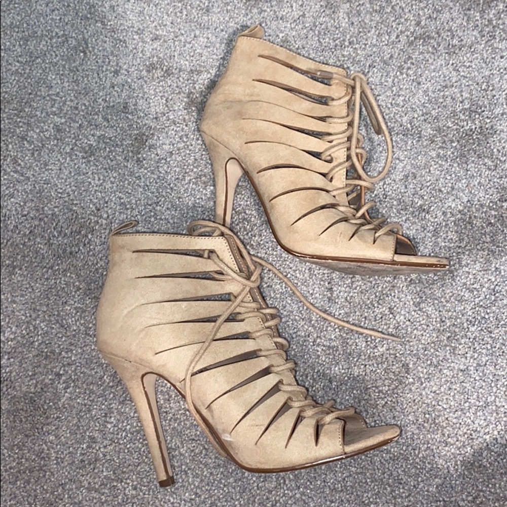 Nude Suede CutOut Heels
